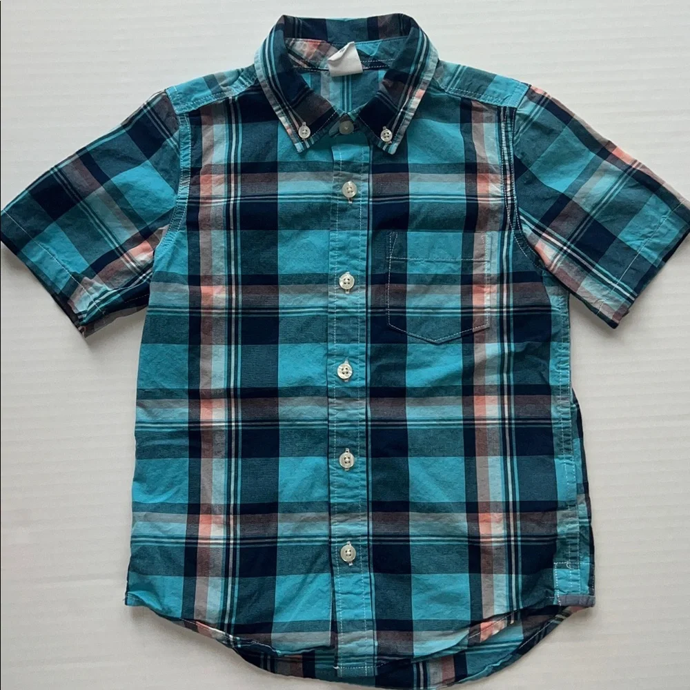 babyGAP Blue Harmony Plaid Short Sleeve Shirt - 5